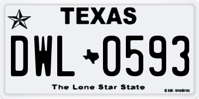 TX license plate DWL0593