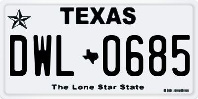 TX license plate DWL0685