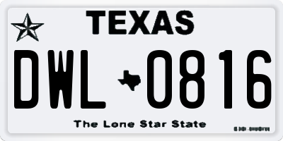 TX license plate DWL0816