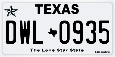 TX license plate DWL0935