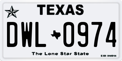 TX license plate DWL0974