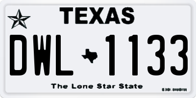 TX license plate DWL1133