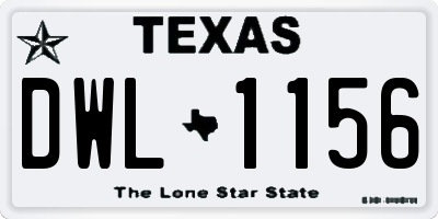 TX license plate DWL1156
