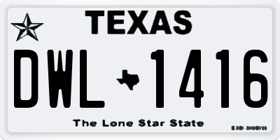 TX license plate DWL1416
