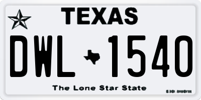 TX license plate DWL1540