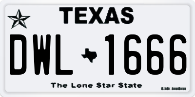 TX license plate DWL1666