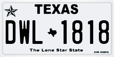 TX license plate DWL1818