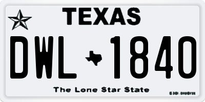 TX license plate DWL1840