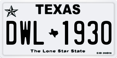 TX license plate DWL1930