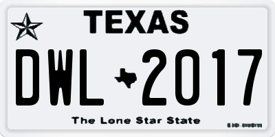 TX license plate DWL2017
