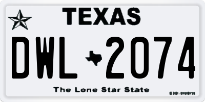 TX license plate DWL2074