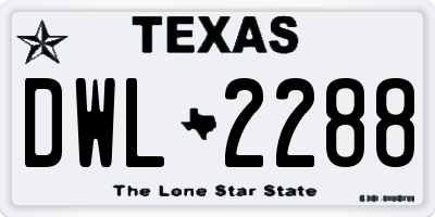 TX license plate DWL2288