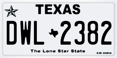 TX license plate DWL2382