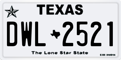 TX license plate DWL2521