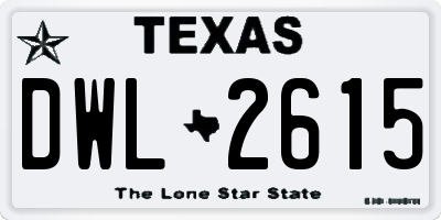 TX license plate DWL2615