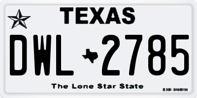 TX license plate DWL2785