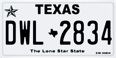TX license plate DWL2834