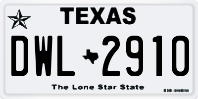 TX license plate DWL2910