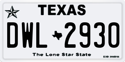 TX license plate DWL2930