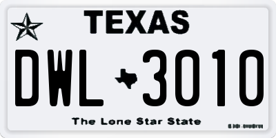 TX license plate DWL3010