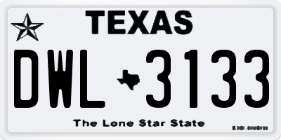 TX license plate DWL3133