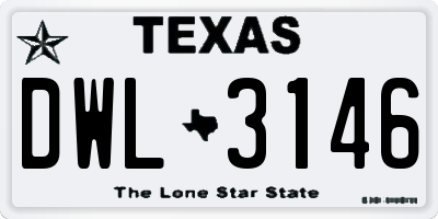 TX license plate DWL3146