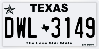 TX license plate DWL3149