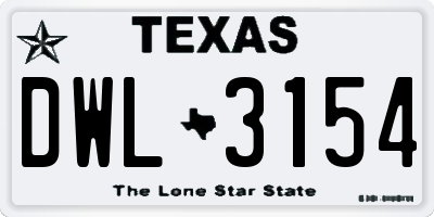 TX license plate DWL3154