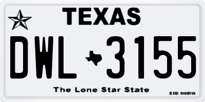 TX license plate DWL3155