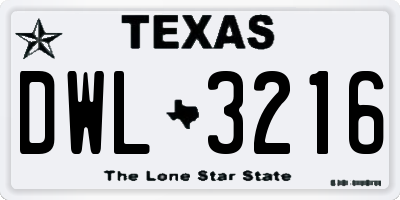 TX license plate DWL3216