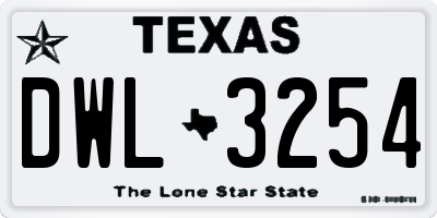 TX license plate DWL3254