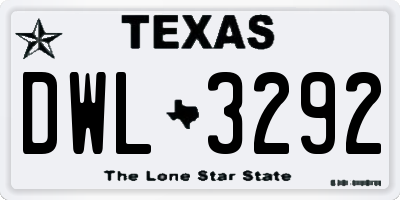TX license plate DWL3292