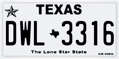 TX license plate DWL3316