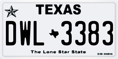 TX license plate DWL3383