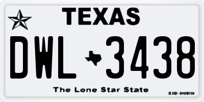 TX license plate DWL3438