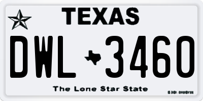 TX license plate DWL3460