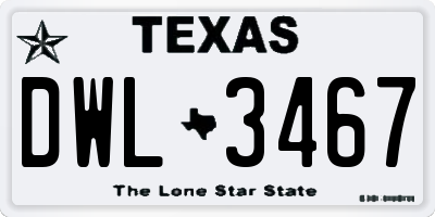 TX license plate DWL3467