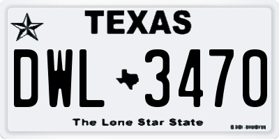 TX license plate DWL3470