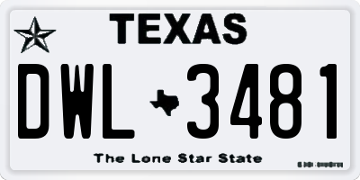 TX license plate DWL3481