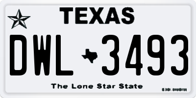 TX license plate DWL3493