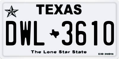TX license plate DWL3610