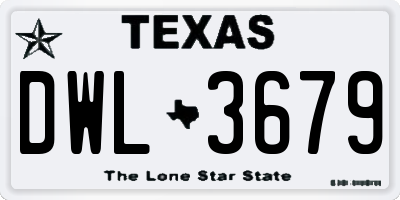 TX license plate DWL3679