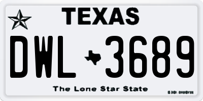 TX license plate DWL3689