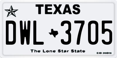 TX license plate DWL3705