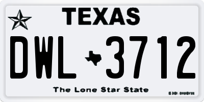 TX license plate DWL3712