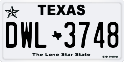 TX license plate DWL3748