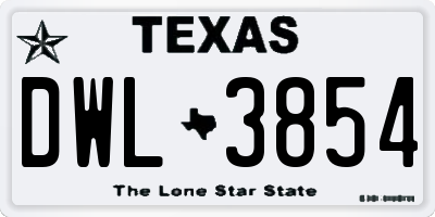 TX license plate DWL3854