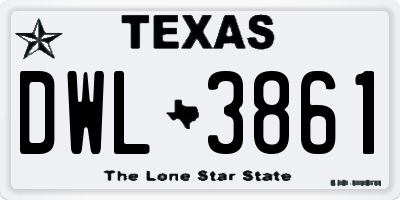 TX license plate DWL3861