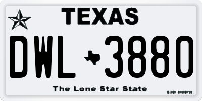 TX license plate DWL3880