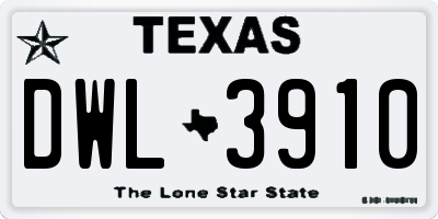 TX license plate DWL3910